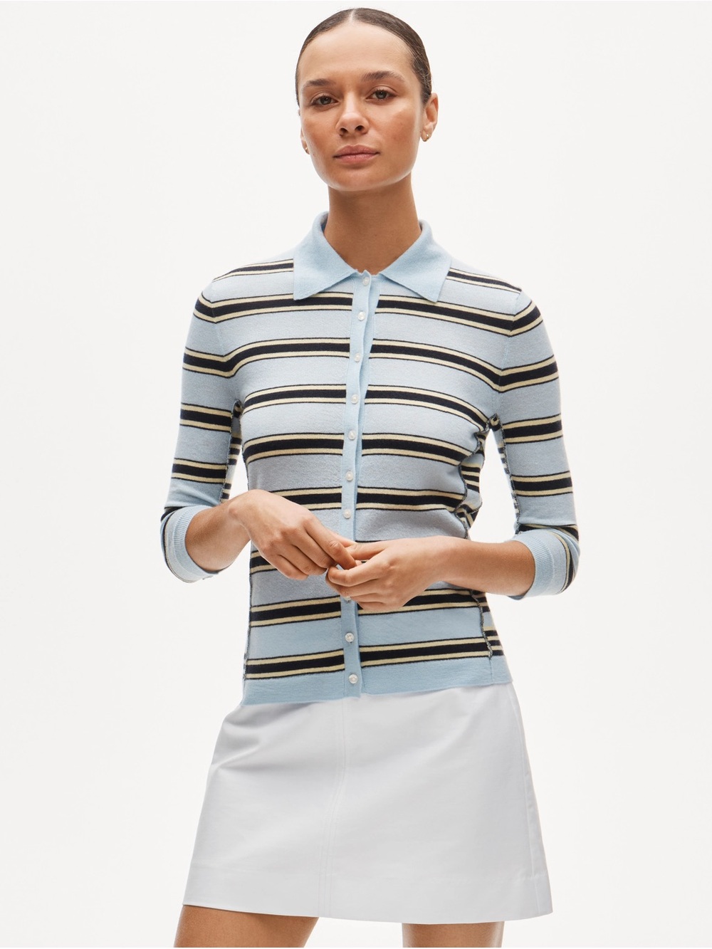 🆕 J. Crew Featherweight cashmere collared cardigan in mixed stripe